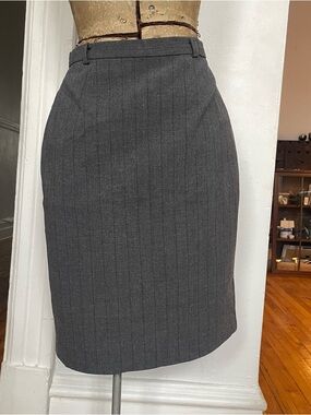 Classic Gray Pinstripe Pencil Skirt
